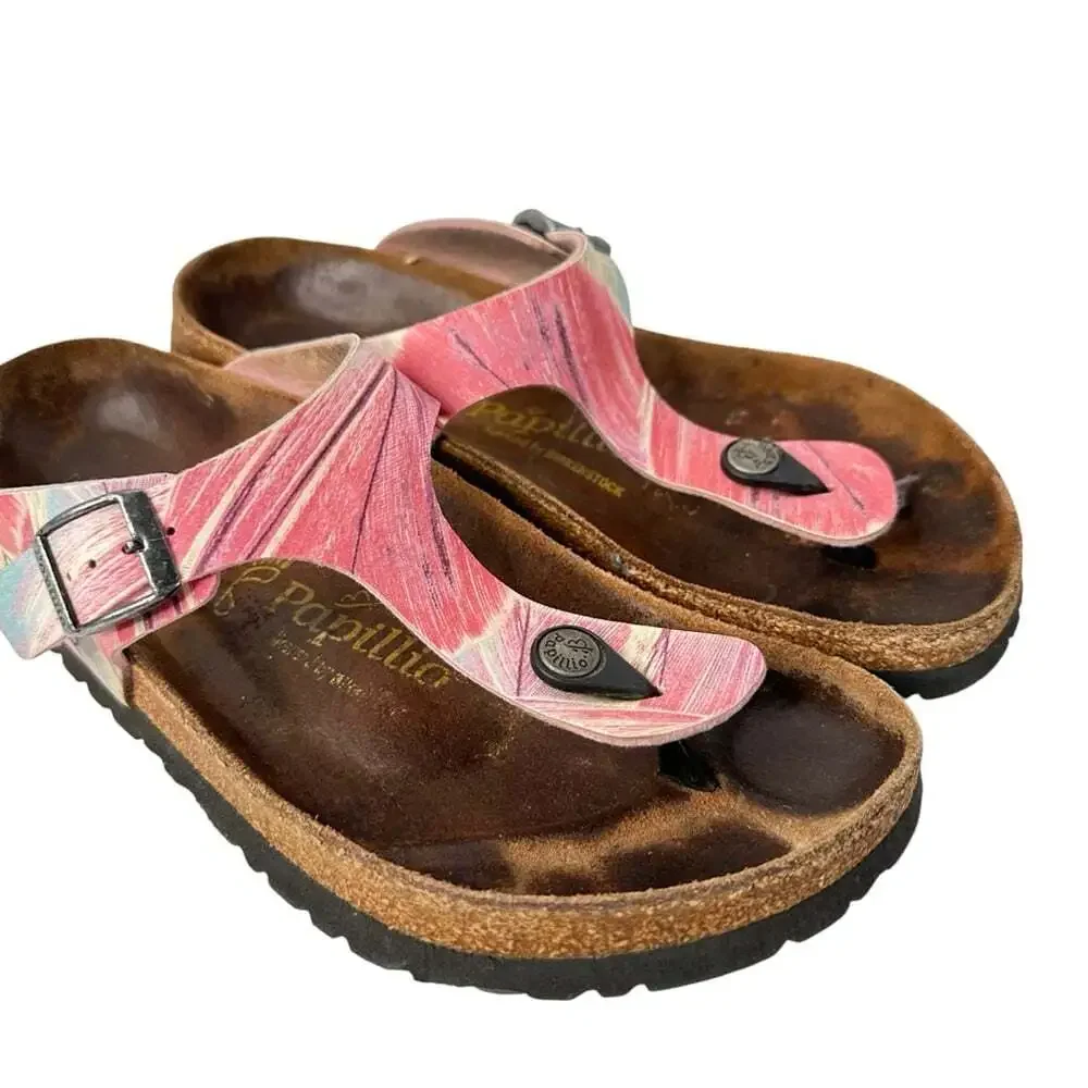 Birkenstock Papillio Gizeh Feathers Boho Cork Footbed Sandals Multicolor 7